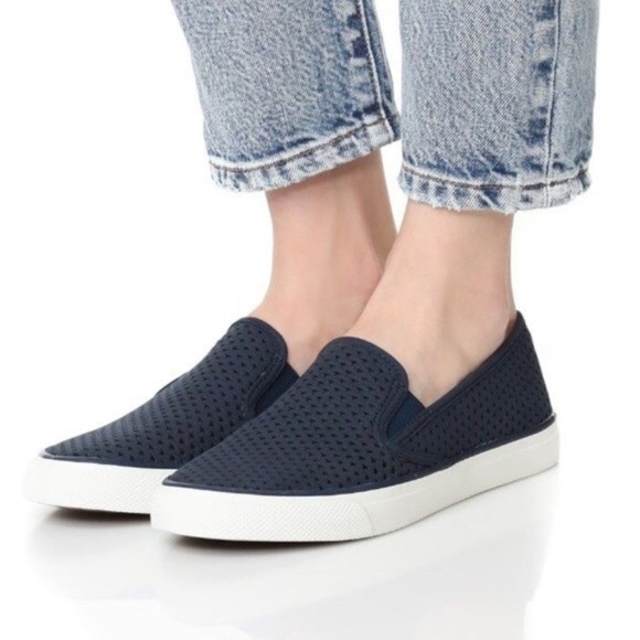 sperry perforated slip on sneakers